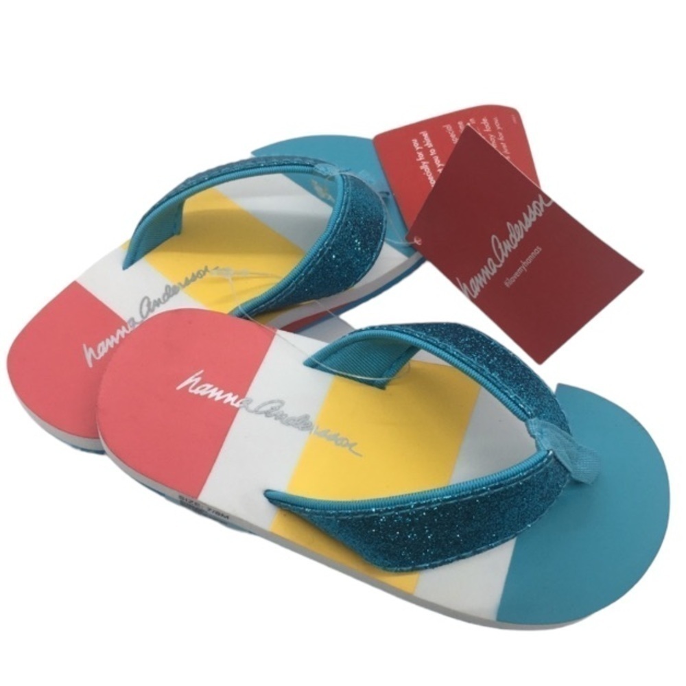 NWT Hanna Andersson Sparkle Blue Sandals Flip Flops Size 7/8M